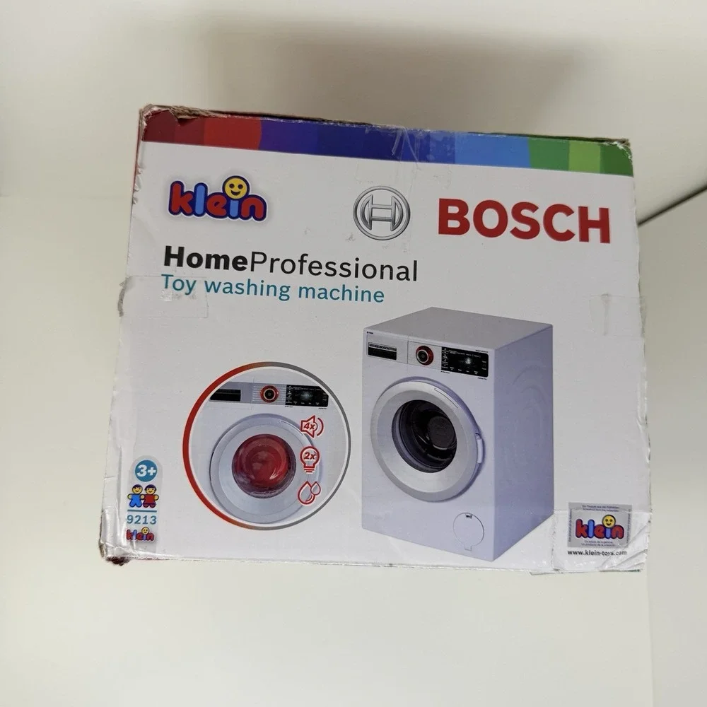 Theo Klein 9213 Bosch Toy Washing Machine Tested Works w/ Box Lights Sound